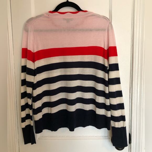 J.Crew Scallop Trimmed Pullover Striped Sweater - Picture 10 of 11